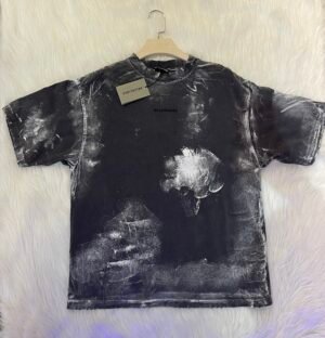 BALENCIAGA FADED PAINTED VINTAGE CREW NECK COTTON T-SHIRT