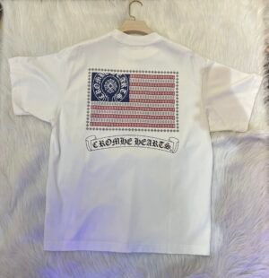 CHROME HEARTS AMERICAN FLAG COTTON CREW NECK T-SHIRT