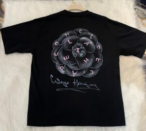 CHANEL CAMELIA FLOWER PRINT CREW NECK COTTON T-SHIRT