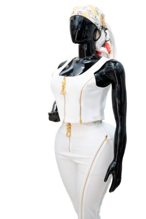 Schiaparelli zip-detail crop top and matching high-waist pants set