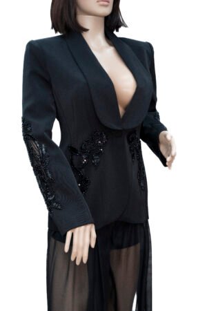 2PC blazer and sheer mesh pant set
