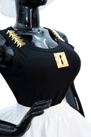 21 PLACE COTTON TANK TOP WITH GOLD EMBELLISHMENTS