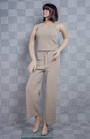 LORO PIANA WAFFLE KNIT SLEEVELESS TOP & MATCHING WIDE-LEG TROUSERS